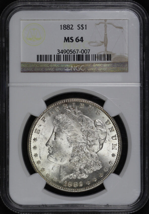 Obverse of this 1882 Morgan Dollar NGC MS-64