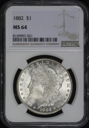 Obverse of this 1882 Morgan Dollar NGC MS-64
