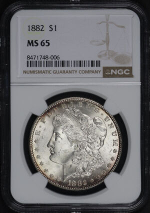 Obverse of this 1882 Morgan Dollar NGC MS-65