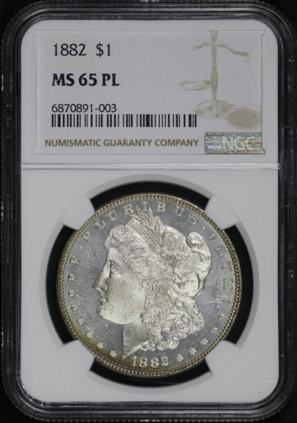 Obverse of this 1882 Morgan Dollar NGC MS-65 PL