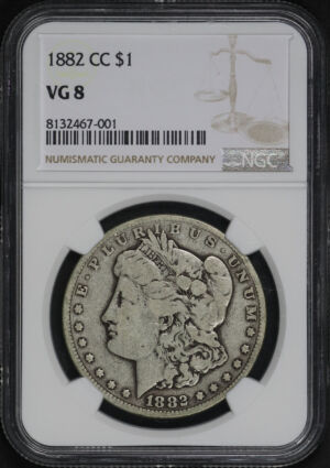 Obverse of this 1882-CC Morgan Dollar NGC VG-8