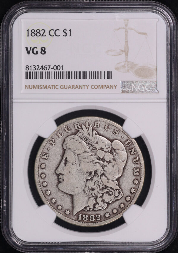 Obverse of this 1882-CC Morgan Dollar NGC VG-8