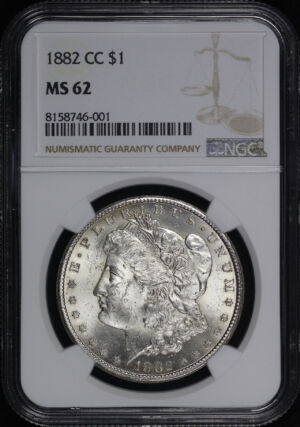 Obverse of this 1882-CC Morgan Dollar NGC MS-62