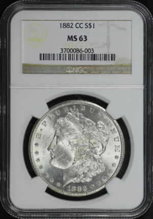 Obverse of this 1882-CC Morgan Dollar NGC MS-63