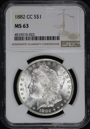 Obverse of this 1882-CC Morgan Dollar NGC MS-63