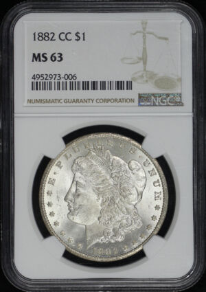 Obverse of this 1882-CC Morgan Dollar NGC MS-63