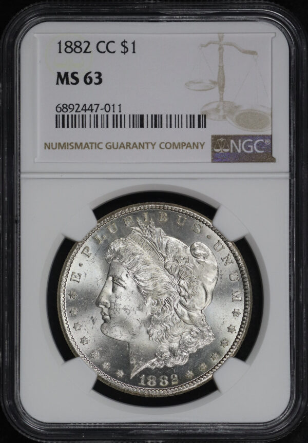 Obverse of this 1882-CC Morgan Dollar NGC MS-63