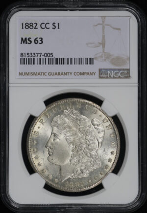 Obverse of this 1882-CC Morgan Dollar NGC MS-63