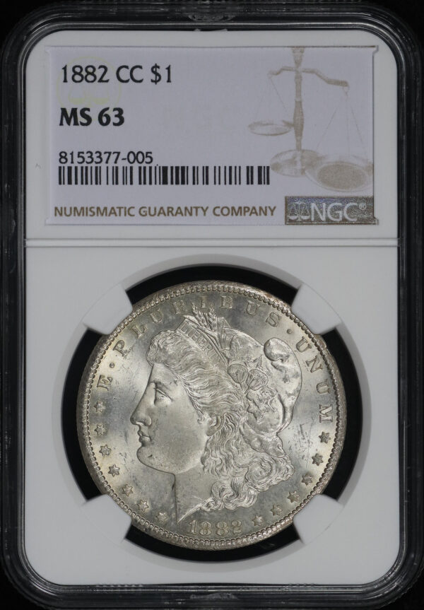Obverse of this 1882-CC Morgan Dollar NGC MS-63
