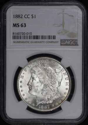 Obverse of this 1882-CC Morgan Dollar NGC MS-63