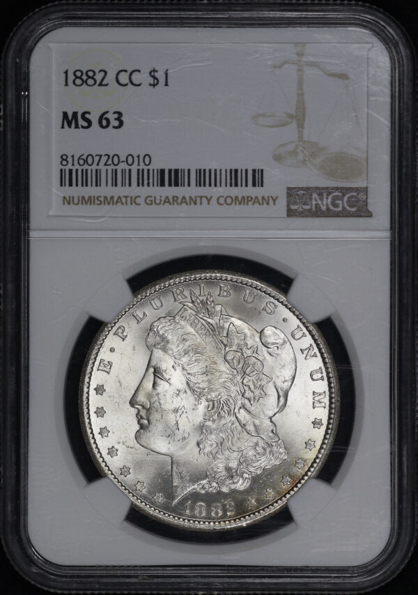 Obverse of this 1882-CC Morgan Dollar NGC MS-63