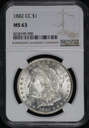 Obverse of this 1882-CC Morgan Dollar NGC MS-63