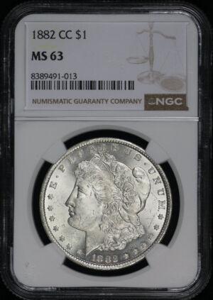 Obverse of this 1882-CC Morgan Dollar NGC MS-63