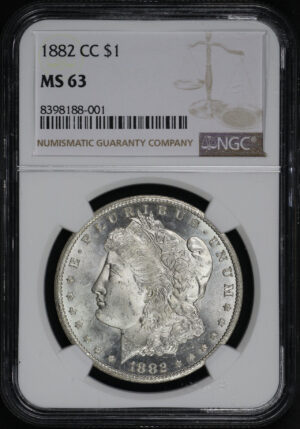 Obverse of this 1882-CC Morgan Dollar NGC MS-63