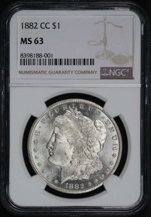 Obverse of this 1882-CC Morgan Dollar NGC MS-63