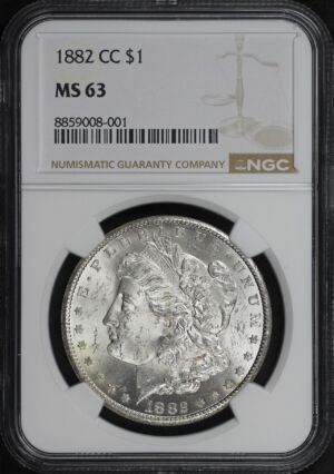 Obverse of this 1882-CC Morgan Dollar NGC MS-63