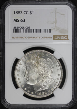 Obverse of this 1882-CC Morgan Dollar NGC MS-63