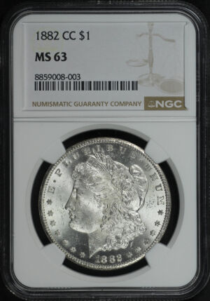 Obverse of this 1882-CC Morgan Dollar NGC MS-63