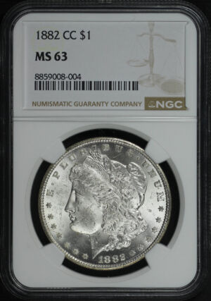 Obverse of this 1882-CC Morgan Dollar NGC MS-63