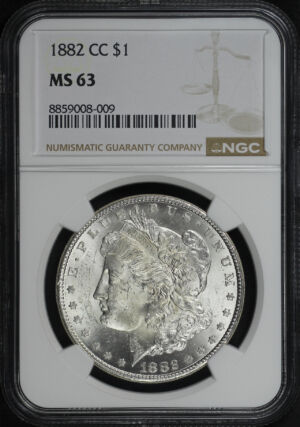 Obverse of this 1882-CC Morgan Dollar NGC MS-63