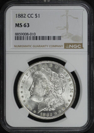 Obverse of this 1882-CC Morgan Dollar NGC MS-63