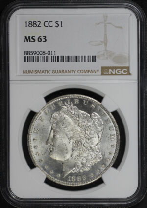 Obverse of this 1882-CC Morgan Dollar NGC MS-63