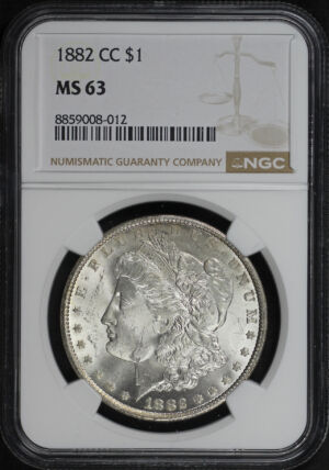 Obverse of this 1882-CC Morgan Dollar NGC MS-63