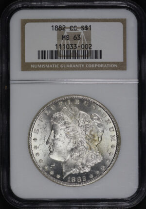 Obverse of this 1882-CC Morgan Dollar NGC MS-63