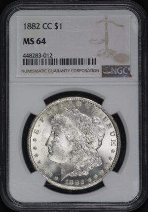 Obverse of this 1882-CC Morgan Dollar NGC MS-64