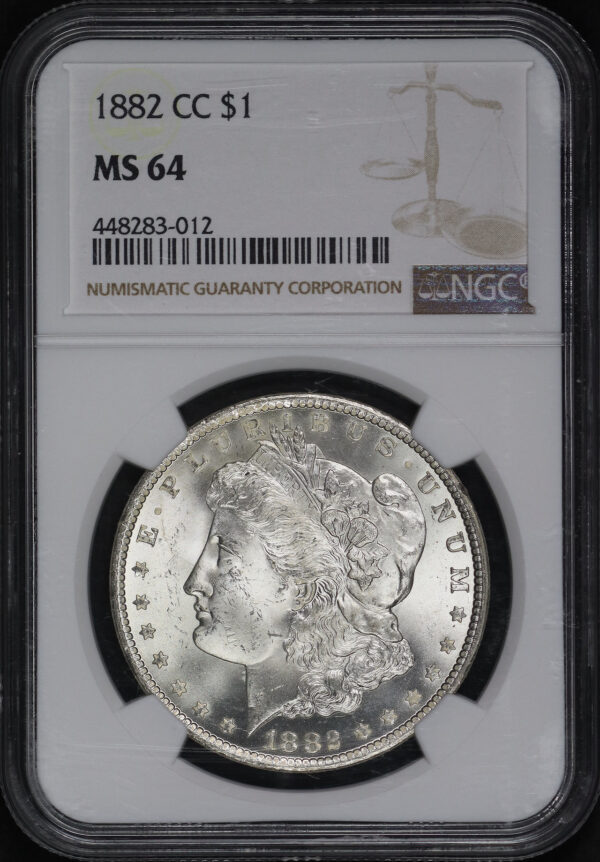 Obverse of this 1882-CC Morgan Dollar NGC MS-64