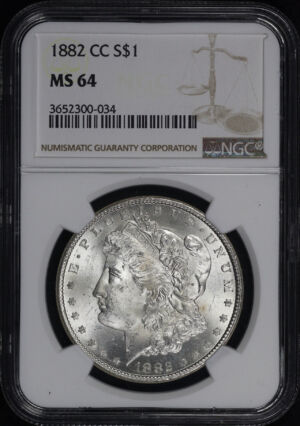 Obverse of this 1882-CC Morgan Dollar NGC MS-64