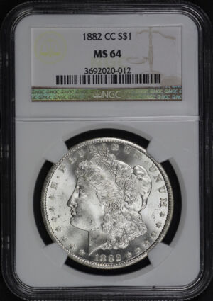 Obverse of this 1882-CC Morgan Dollar NGC MS-64