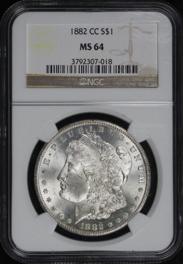 Obverse of this 1882-CC Morgan Dollar NGC MS-64