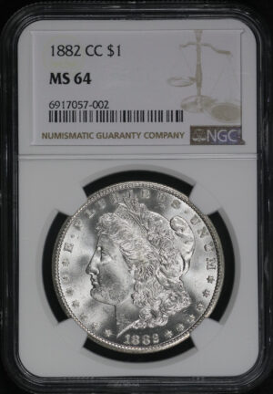 Obverse of this 1882-CC Morgan Dollar NGC MS-64