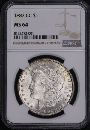 Obverse of this 1882-CC Morgan Dollar NGC MS-64
