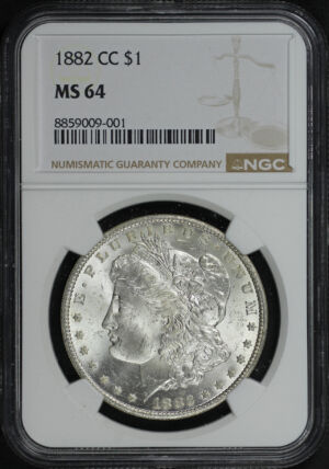 Obverse of this 1882-CC Morgan Dollar NGC MS-64