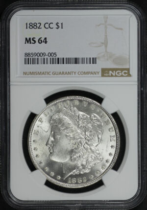Obverse of this 1882-CC Morgan Dollar NGC MS-64