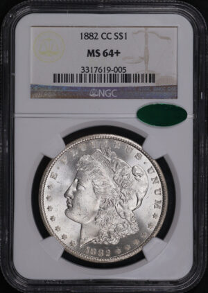 Obverse of this 1882-CC Morgan Dollar NGC MS-64+ CAC