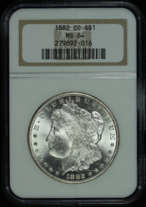Obverse of this 1882-CC Morgan Dollar NGC MS-64