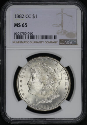 Obverse of this 1882-CC Morgan Dollar NGC MS-65