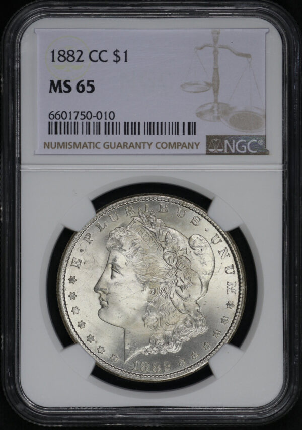 Obverse of this 1882-CC Morgan Dollar NGC MS-65