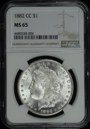 Obverse of this 1882-CC Morgan Dollar NGC MS-65