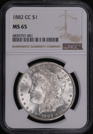 Obverse of this 1882-CC Morgan Dollar NGC MS-65
