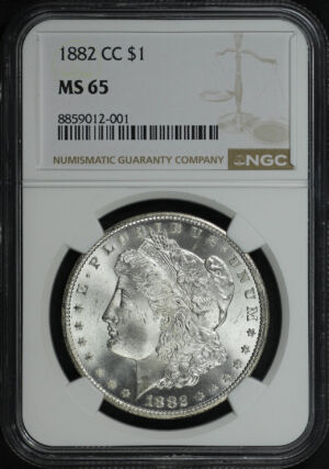 Obverse of this 1882-CC Morgan Dollar NGC MS-65