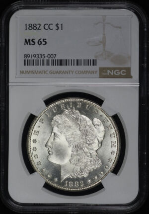 Obverse of this 1882-CC Morgan Dollar NGC MS-65