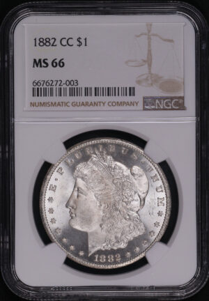 Obverse of this 1882-CC Morgan Dollar NGC MS-66