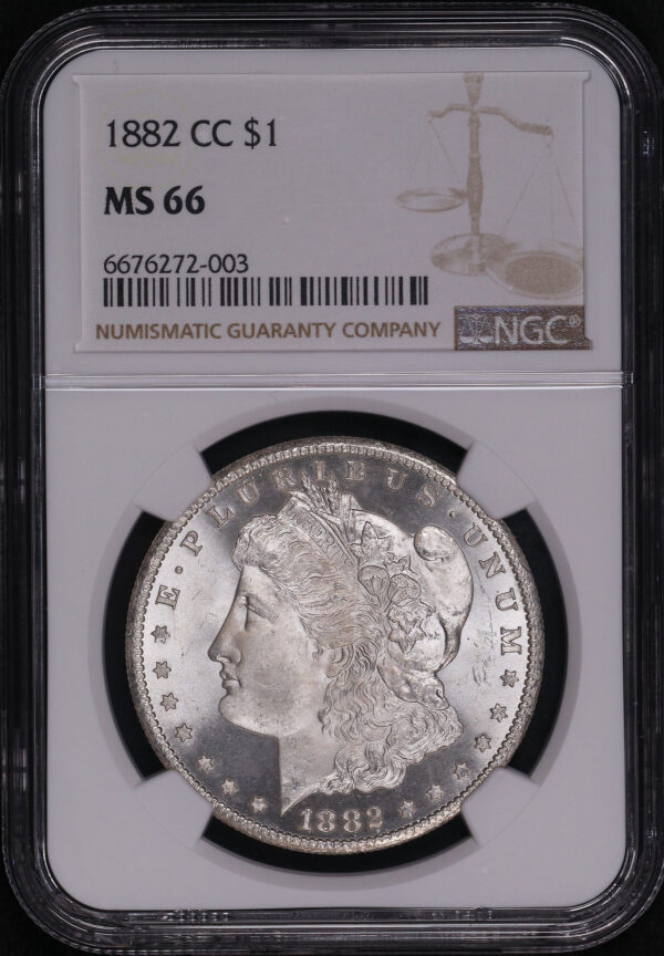 Obverse of this 1882-CC Morgan Dollar NGC MS-66