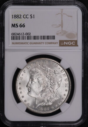 Obverse of this 1882-CC Morgan Dollar NGC MS-66