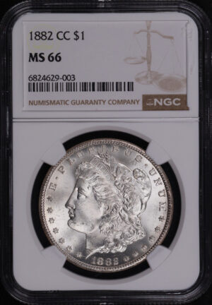 Obverse of this 1882-CC Morgan Dollar NGC MS-66
