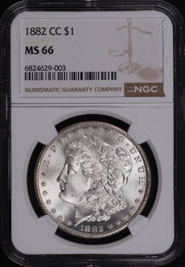 Obverse of this 1882-CC Morgan Dollar NGC MS-66